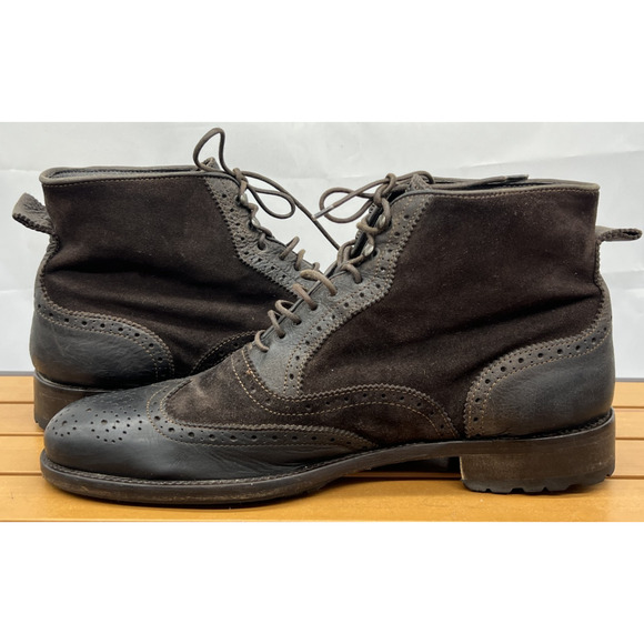 MANFIELD MADE IN ITALY Suede / leather wingtip ankle boots men’s size 43 US 9.5 main image 5